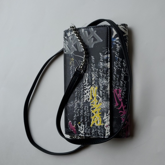 Dkny Handbags - DKNY Graffiti Wallet on a Chain Crossbody